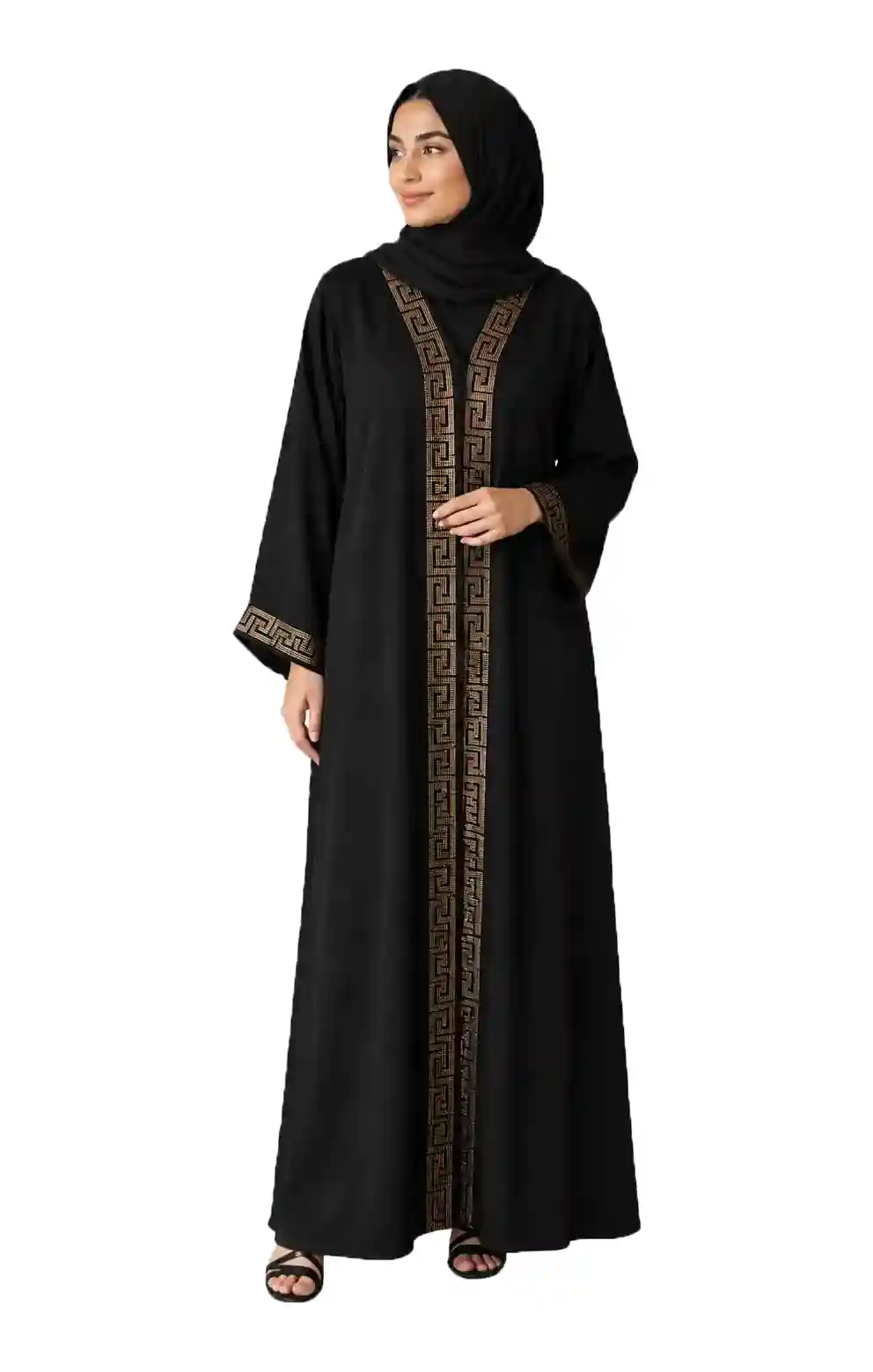 Premium black Nida front open abayah with matching black hijab by Q&S Islamic Store