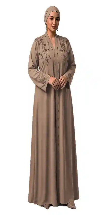 Light skin colour Premium Zoom Crinkle Front Open Abayah by Q&S Islamic Store