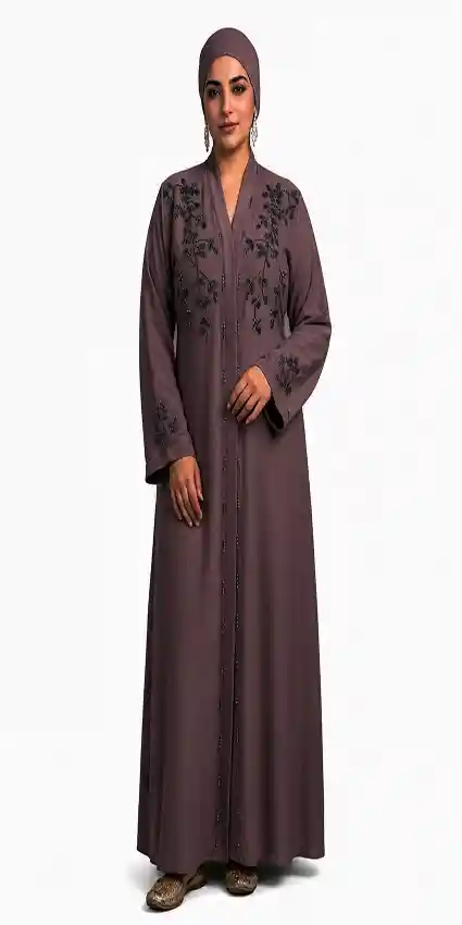 Tea Pink colour Premium Zoom Crinkle Front Open Abayah by Q&S Islamic Store