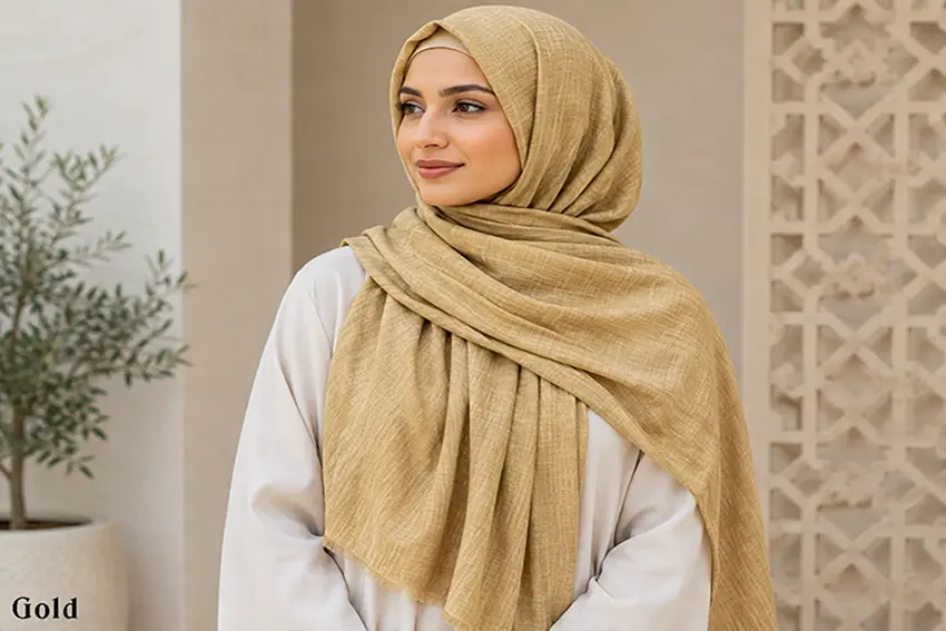 Gold Cotton Marble Scarf Hijab by Q&S Islamic Store