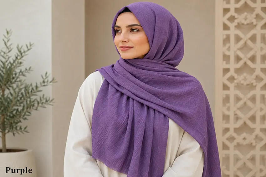 Purple Cotton Marble Scarf Hijab by Q&S Islamic Store