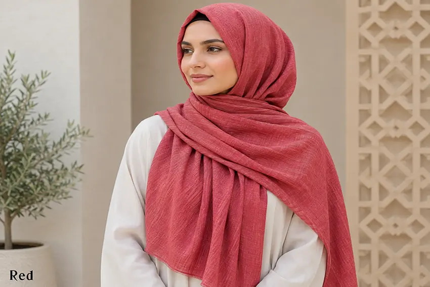 Red Cotton Marble Scarf Hijab by Q&S Islamic Store