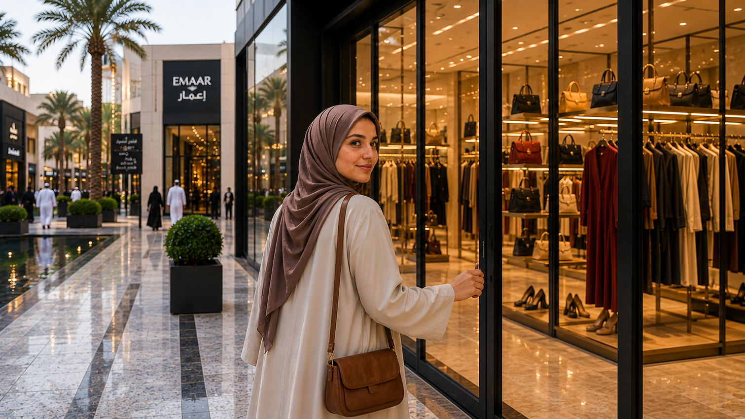 A woman wearing a viscose scarf by Q&S Islamic Store.