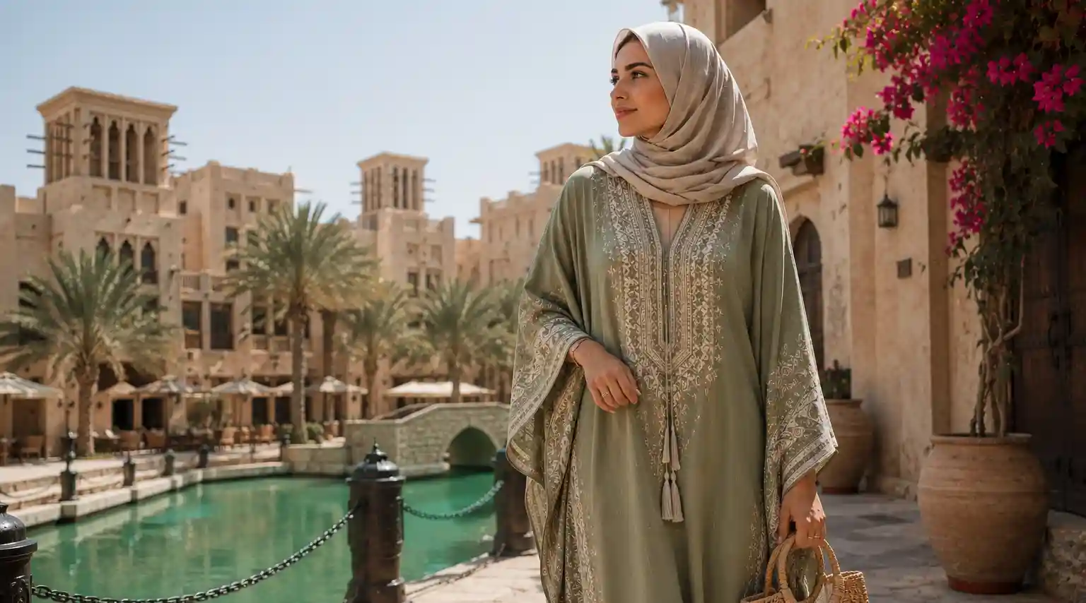 A woman wearing a kaftan by Q&S Islamic Store.